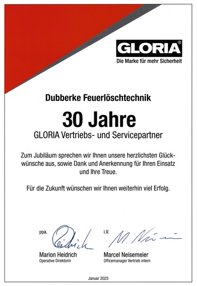 30 Jahre Gloria Kundendienst